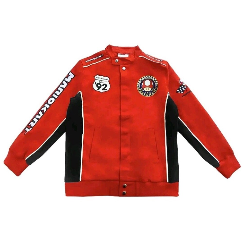 Mario Kart Red Canvas Racing Jacket Adult Medium | NEW